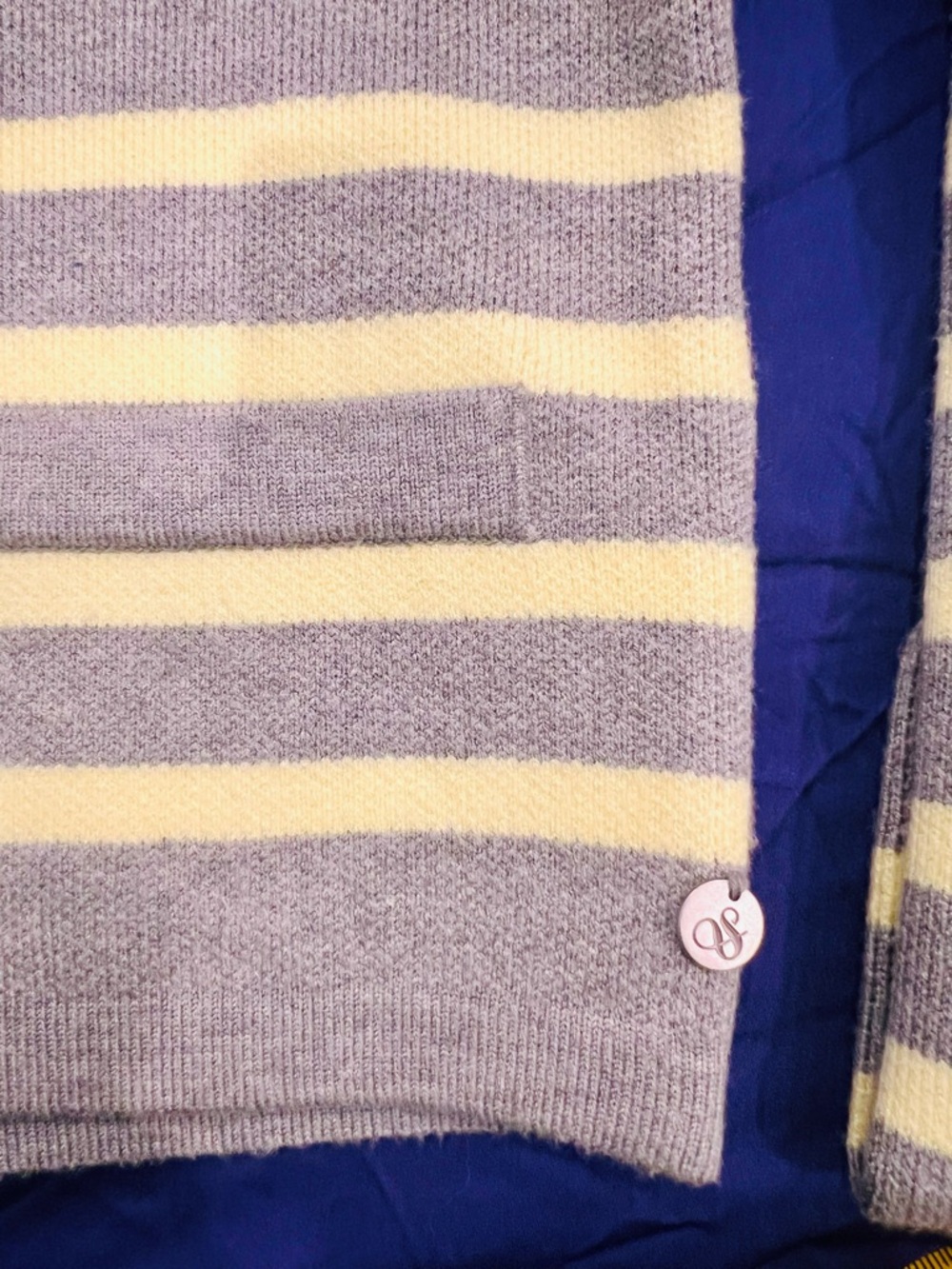 Scotch & Soda Amsterdam Striped Cardigan XS Gray Yellow Button Front NWT - Picture 7 of 9
